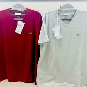 Lacoste 100% Pima Cotton V-neck T-shirts